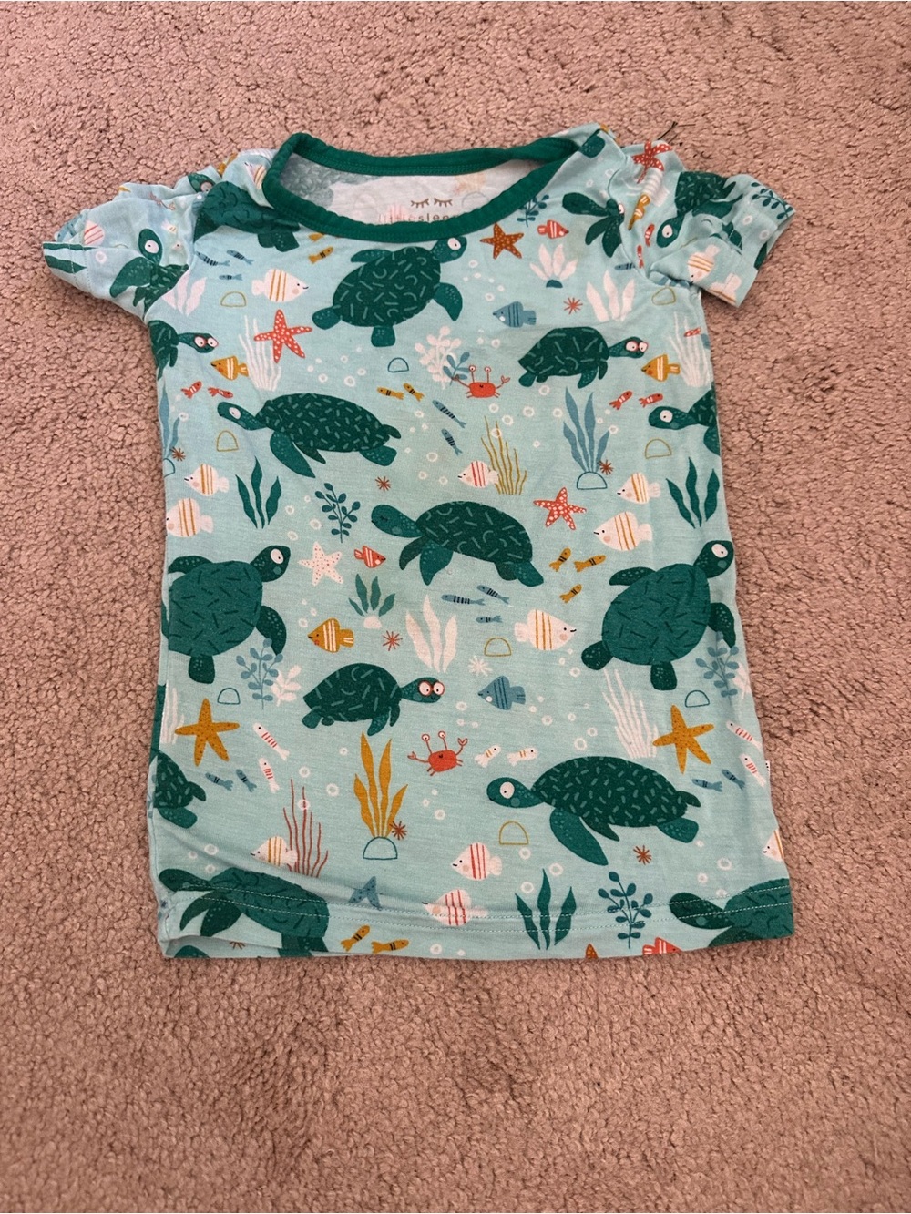 Little Sleepies Sea Turtle Print Pajama Set - Picture 2 of 3